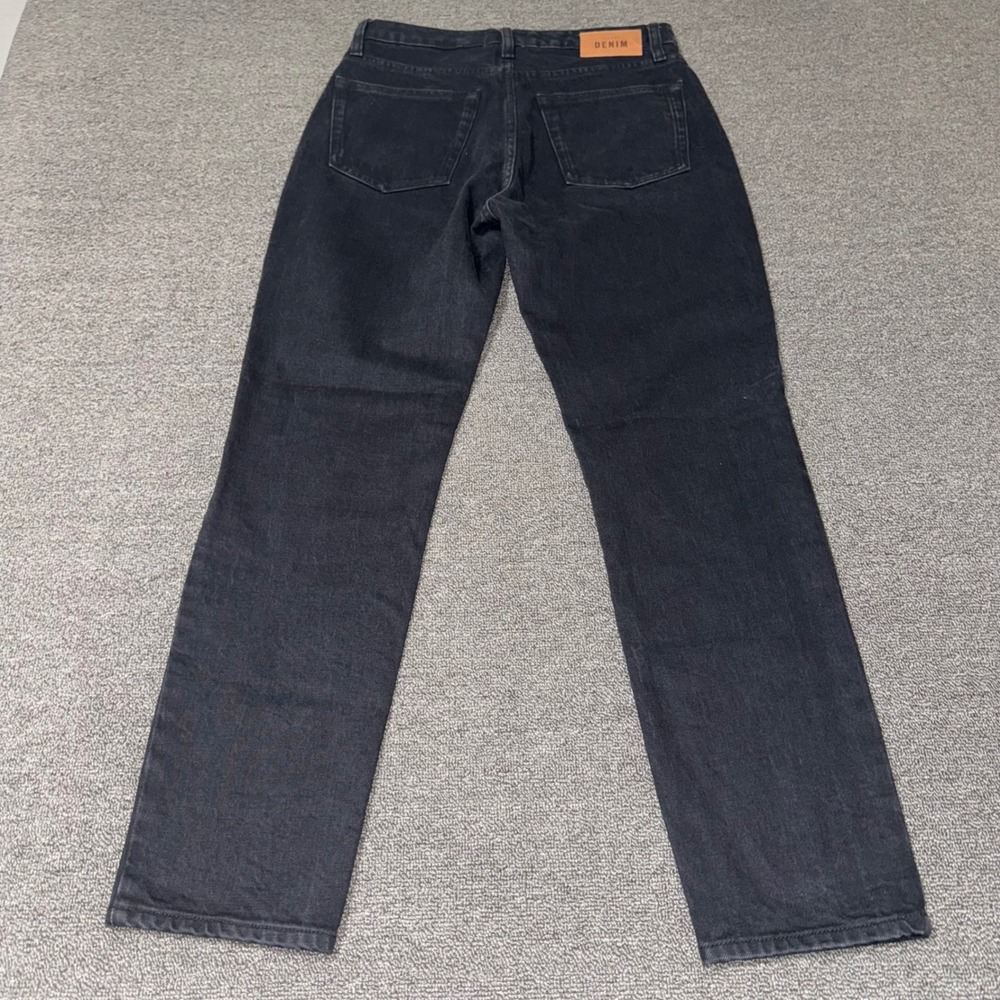 Sezane Denim Black High Waisted Straight Leg Button Fly Jeans Size 29 Minimalist